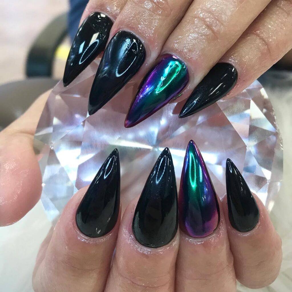 Chrome Stiletto Nails