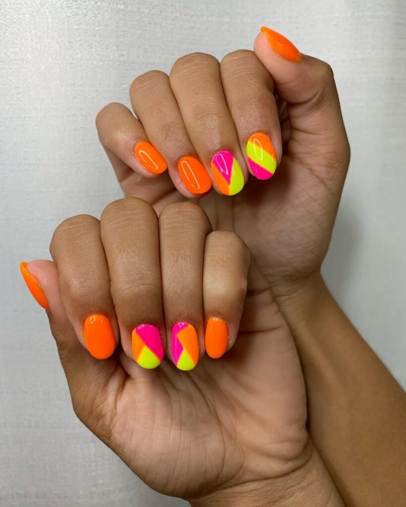 Short Nails with Neon Colors
