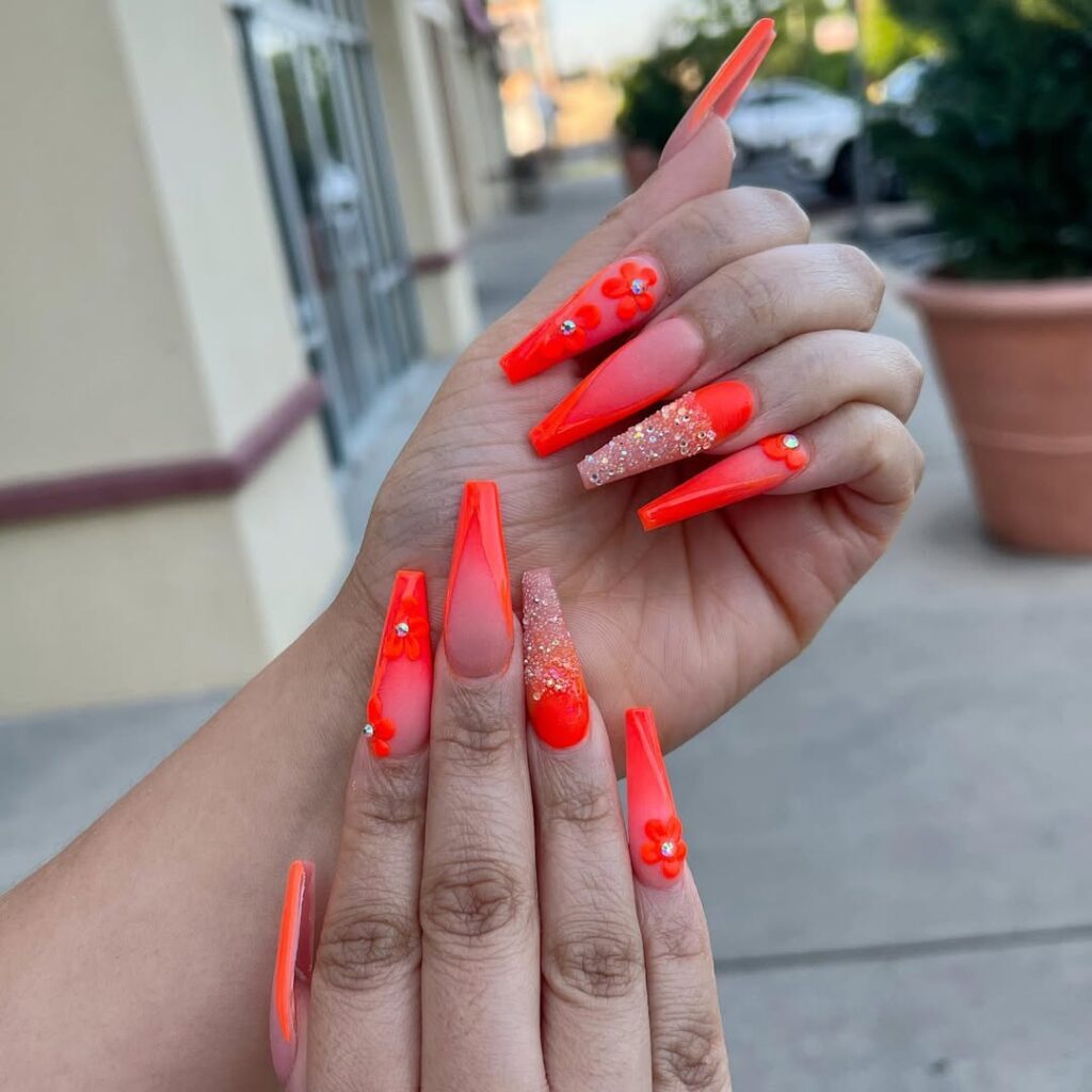 Neon Coffin Nails
