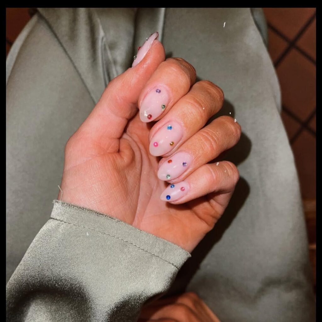 Short Nails with Gemstones & Rhinestones