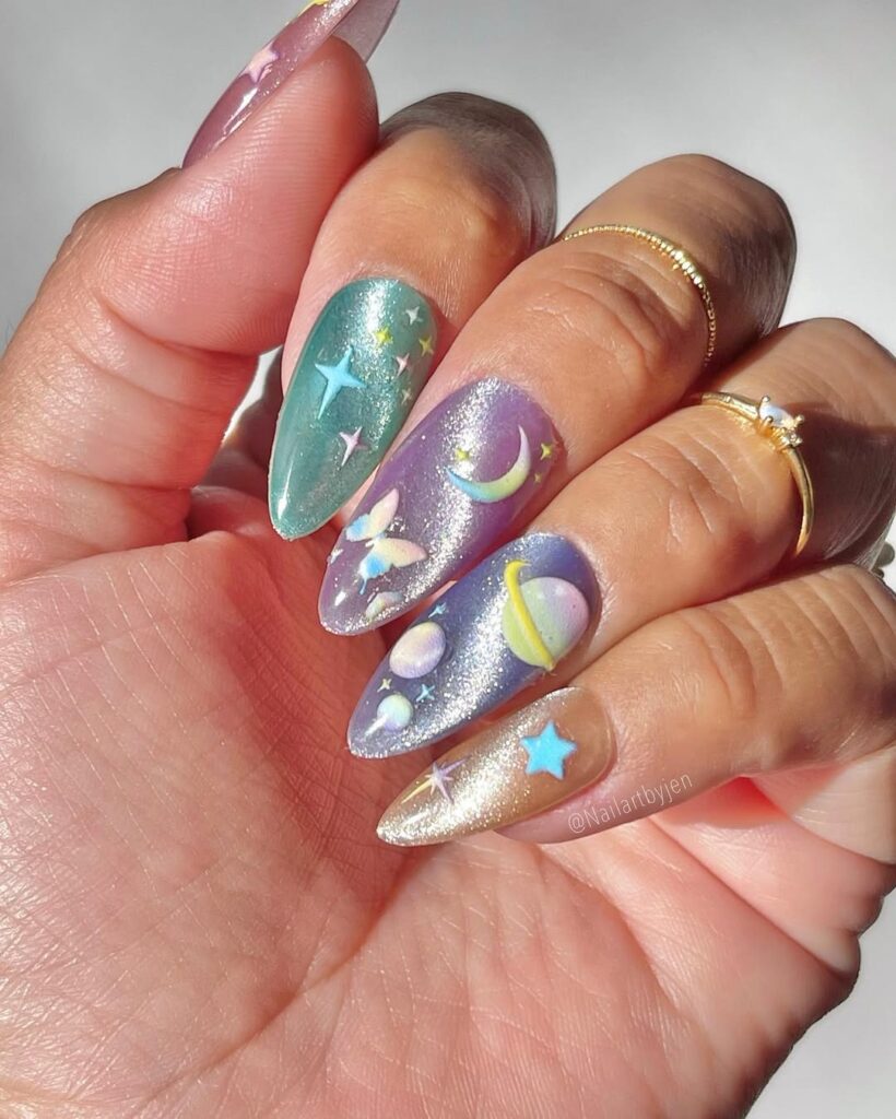 Pastel Cat Eye Nails