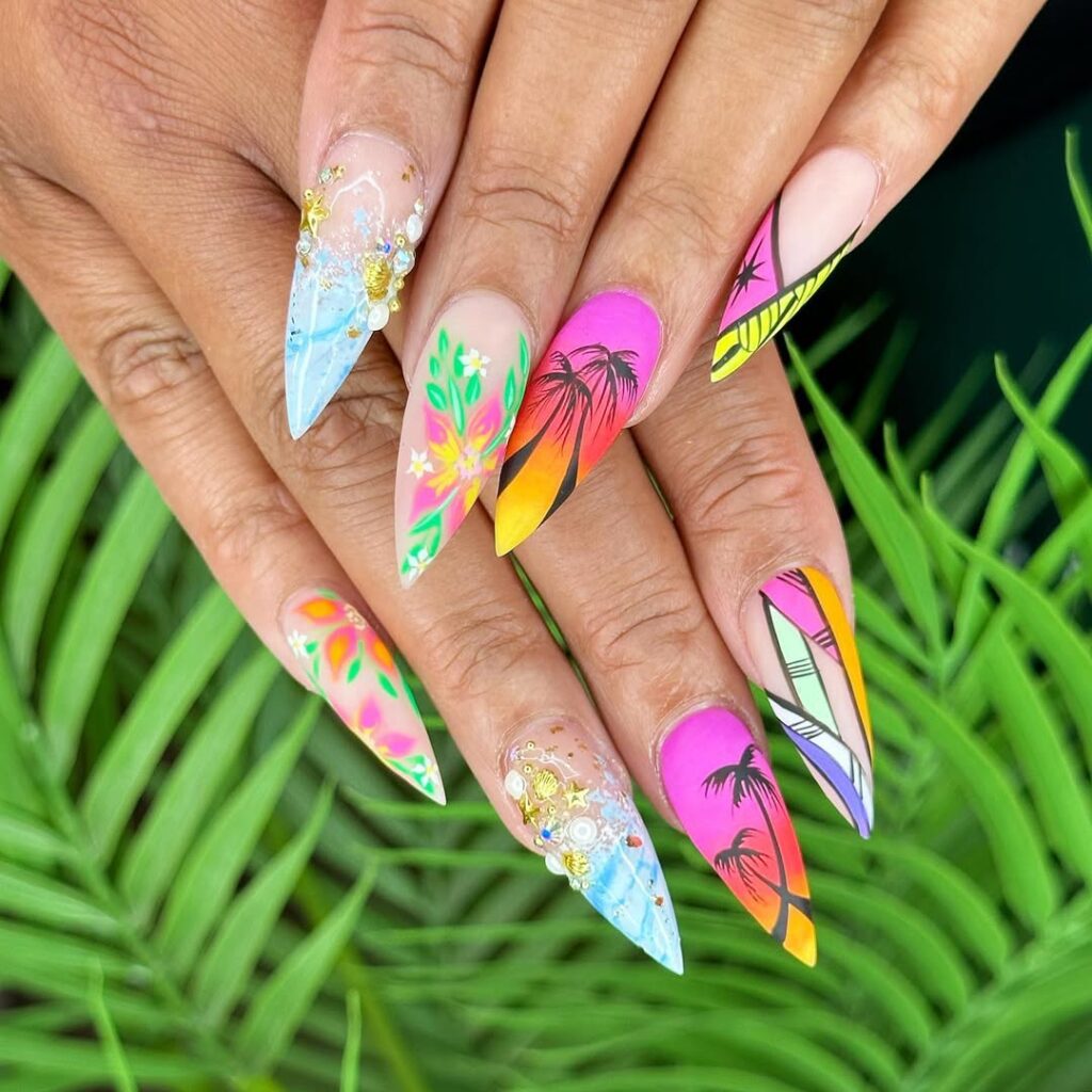 Tropical Palm Tree Nails