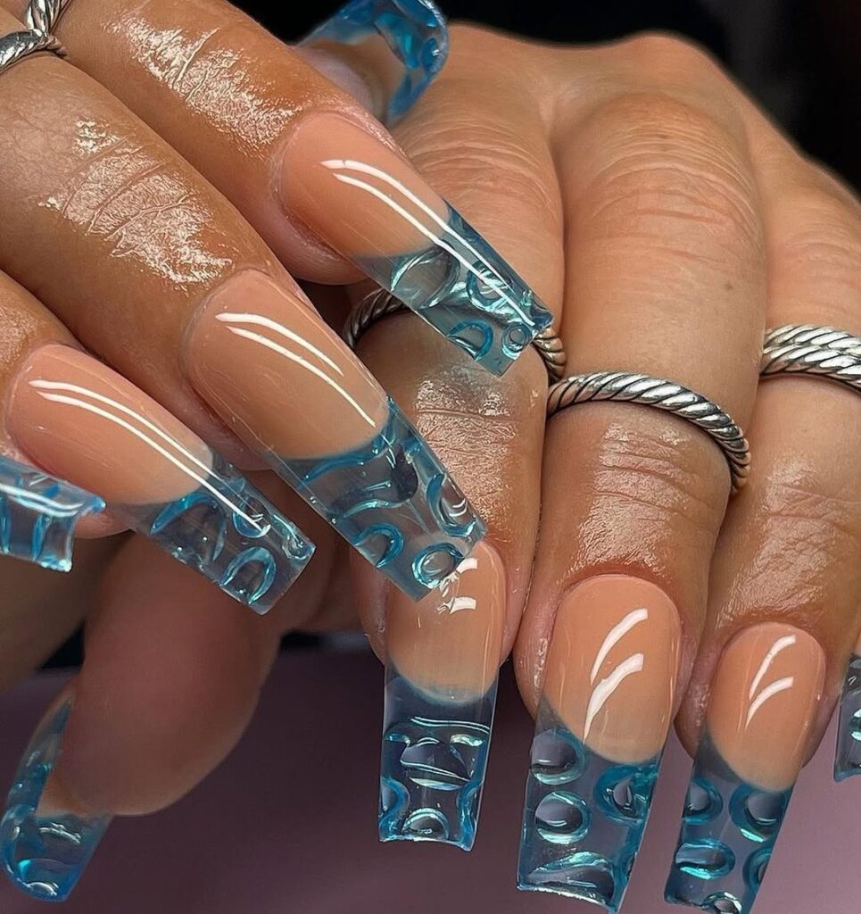 Clear & Glitter Nails (Like Water Droplets)