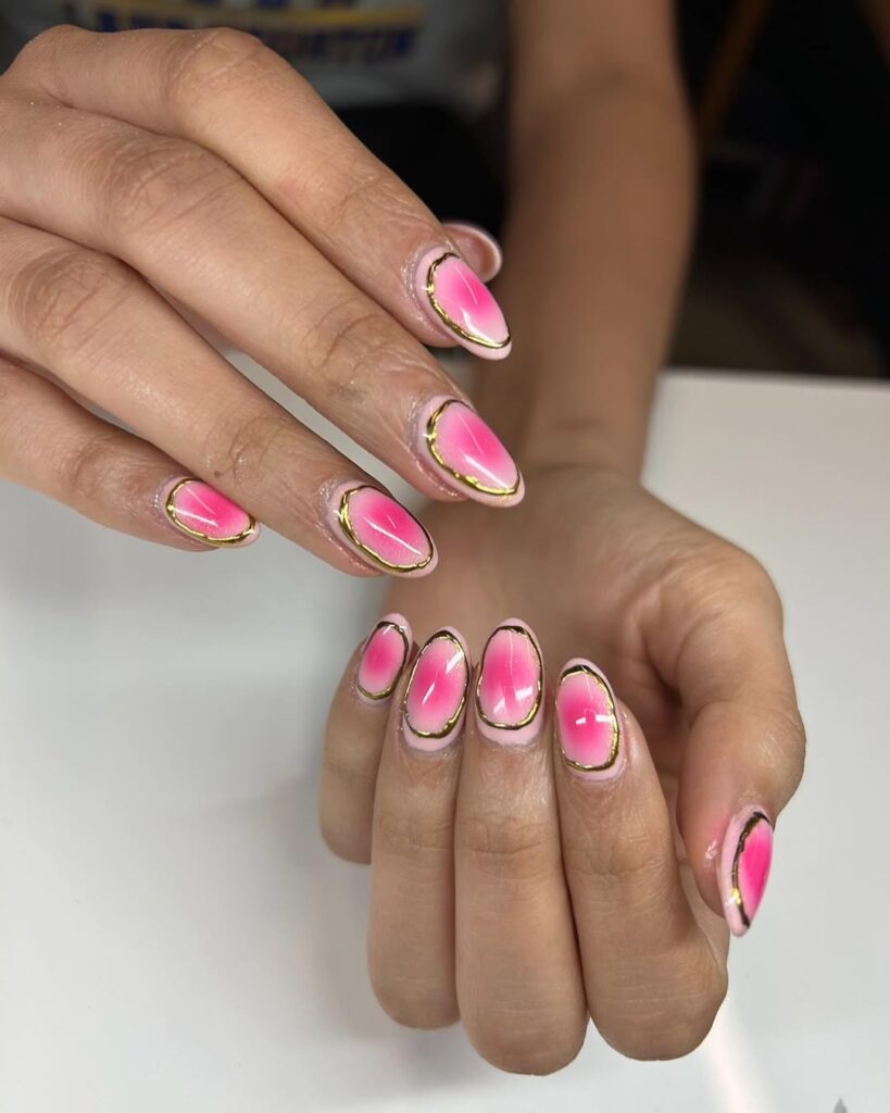 Gold & Rose Gold Aura Nails