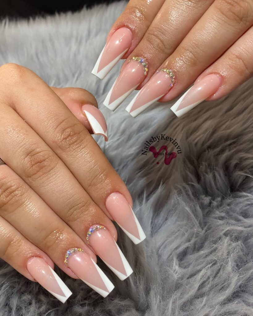 Classic French Tip Coffin Nails