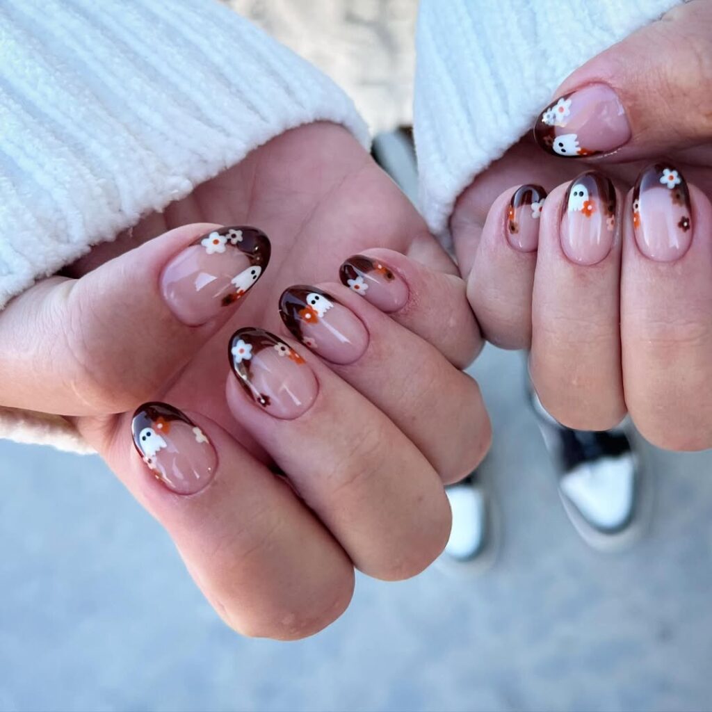 Short Nails with Tiny Florals