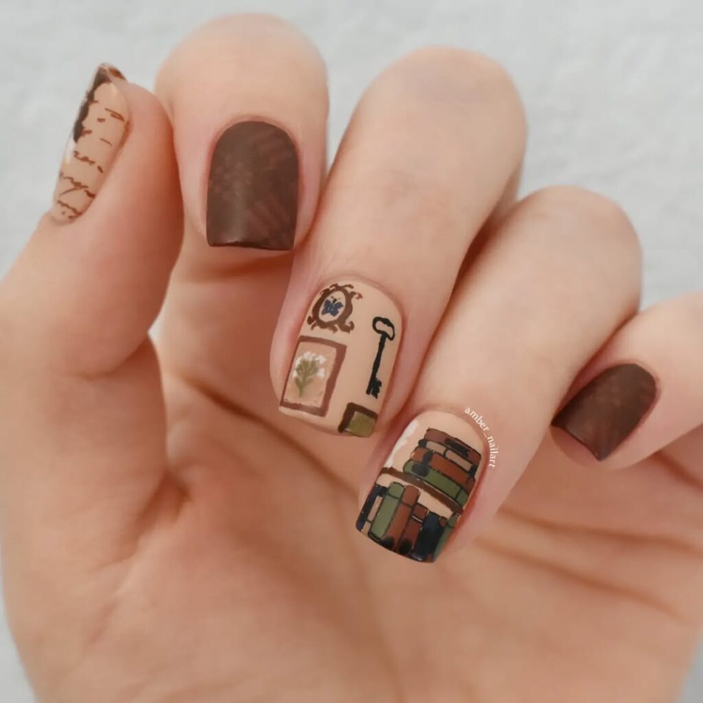 Dark Academia Nails