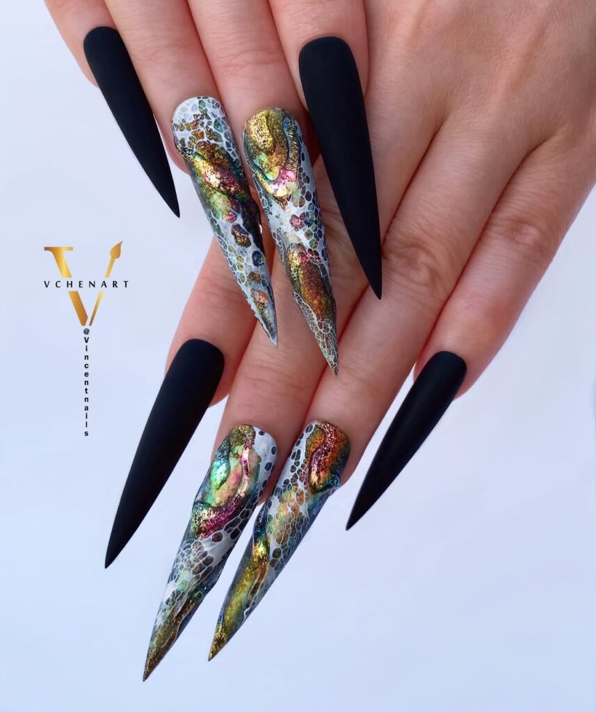 Abstract Art Coffin Nails