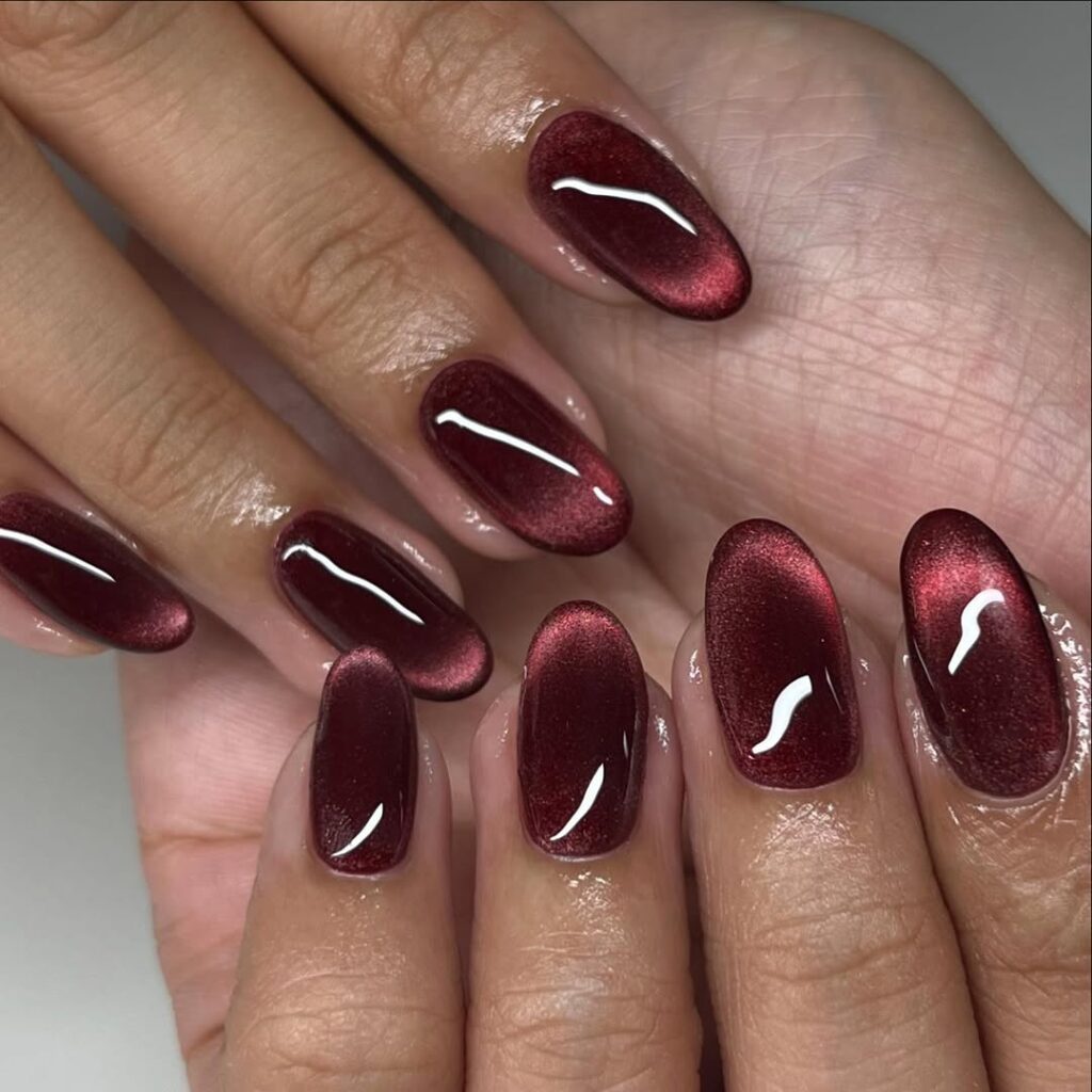 Classic Red Cat Eye Nails
