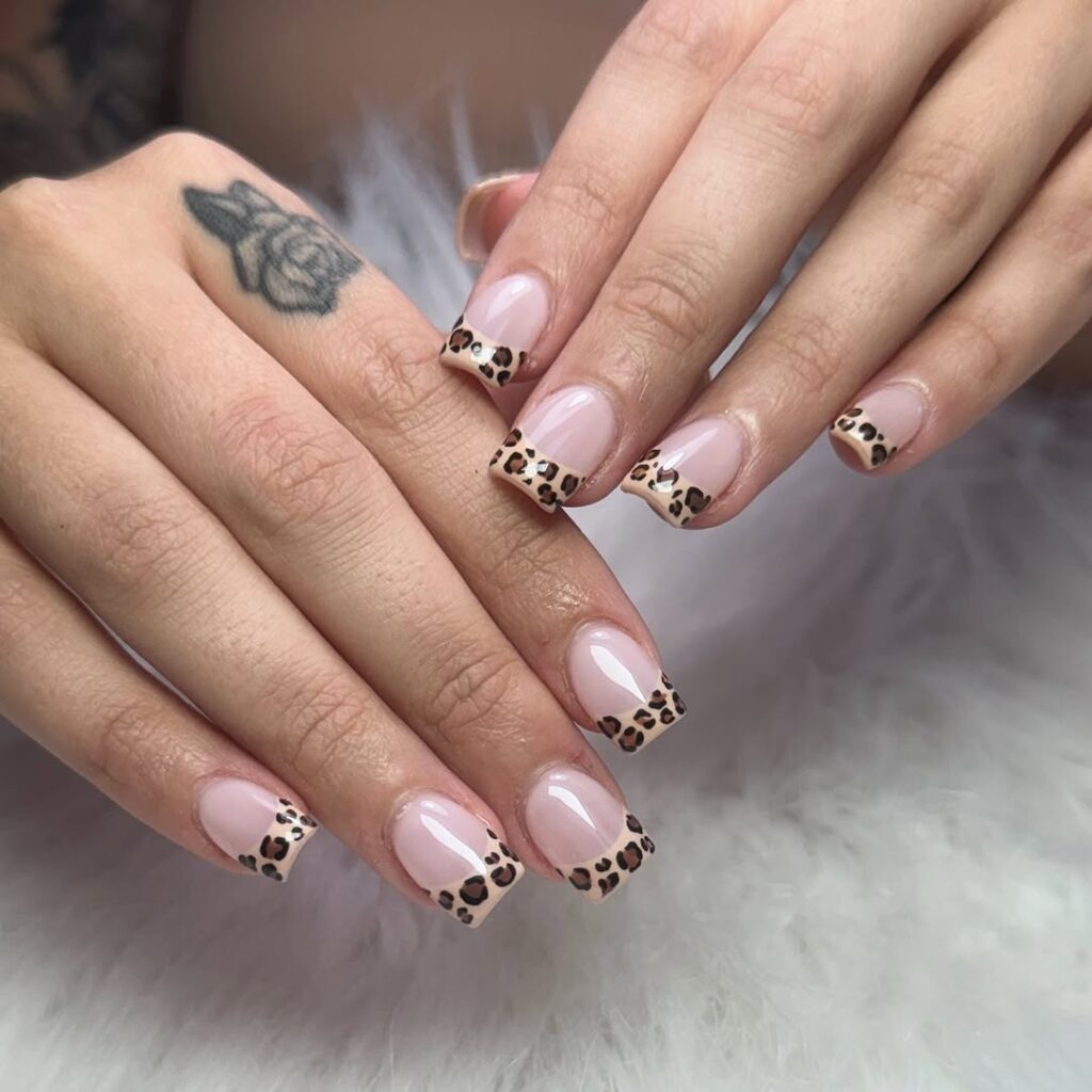 Short Nails with Animal Print