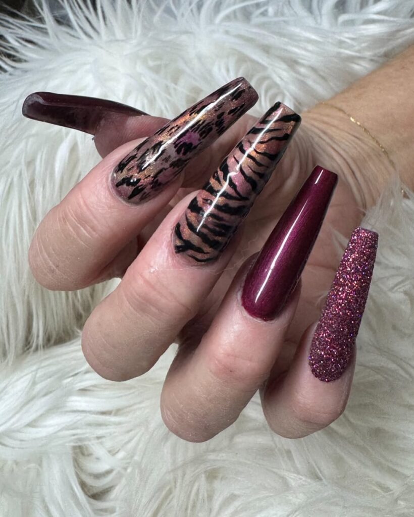 Animal Print Coffin Nails
