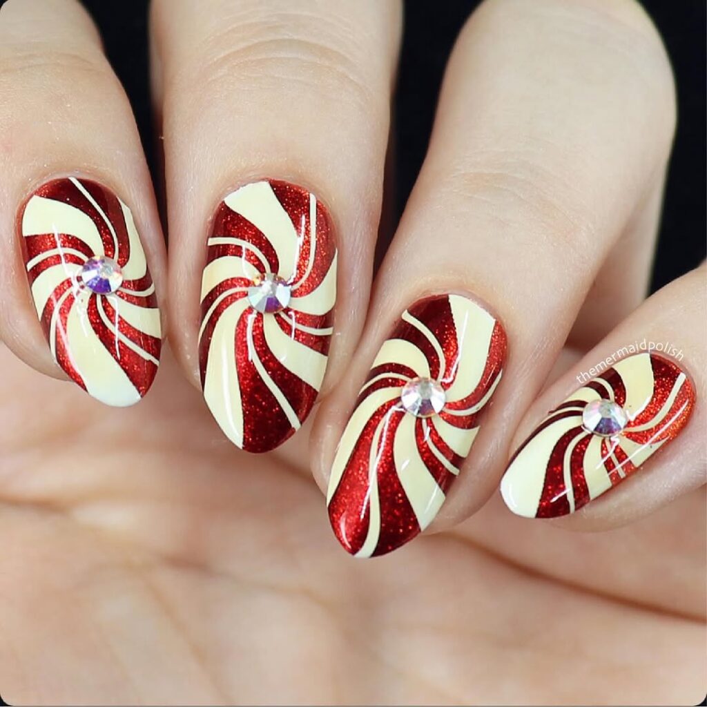 Peppermint Swirl Nails