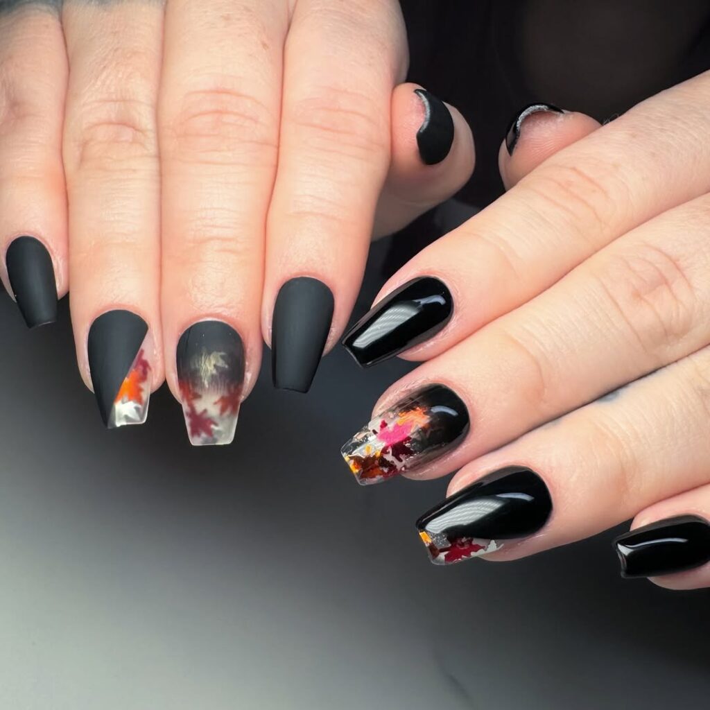 Matte Black Coffin Nails