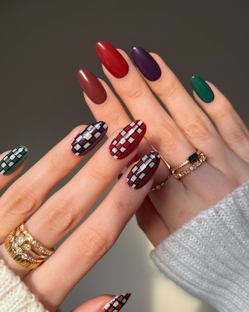 Checkerboard & Plaid Nails