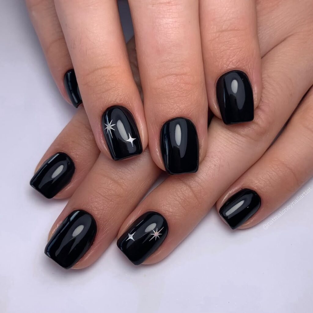 Minimalist Black Square Nails