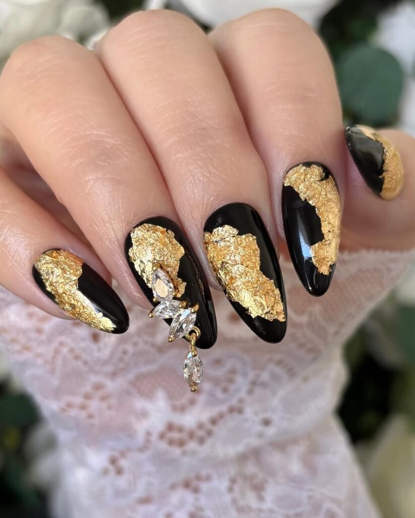 Black & Gold Glam Nails