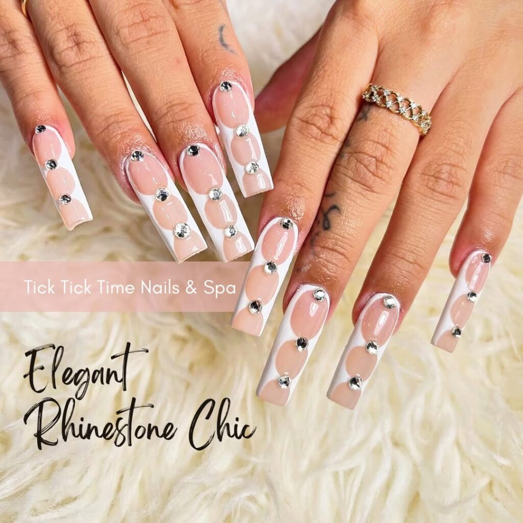 Square Nails with Rhinestones & Gems