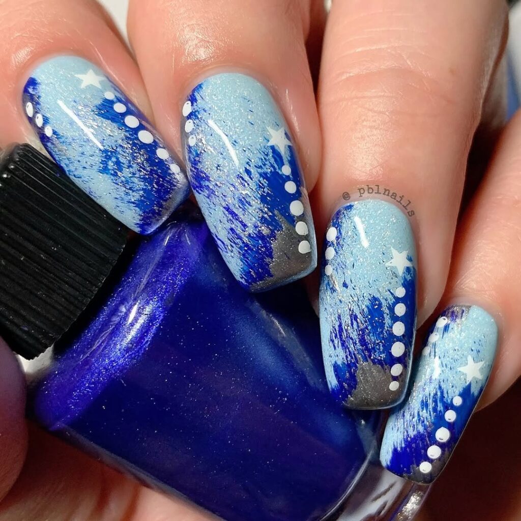 Icy Blue & Silver Winter Nails