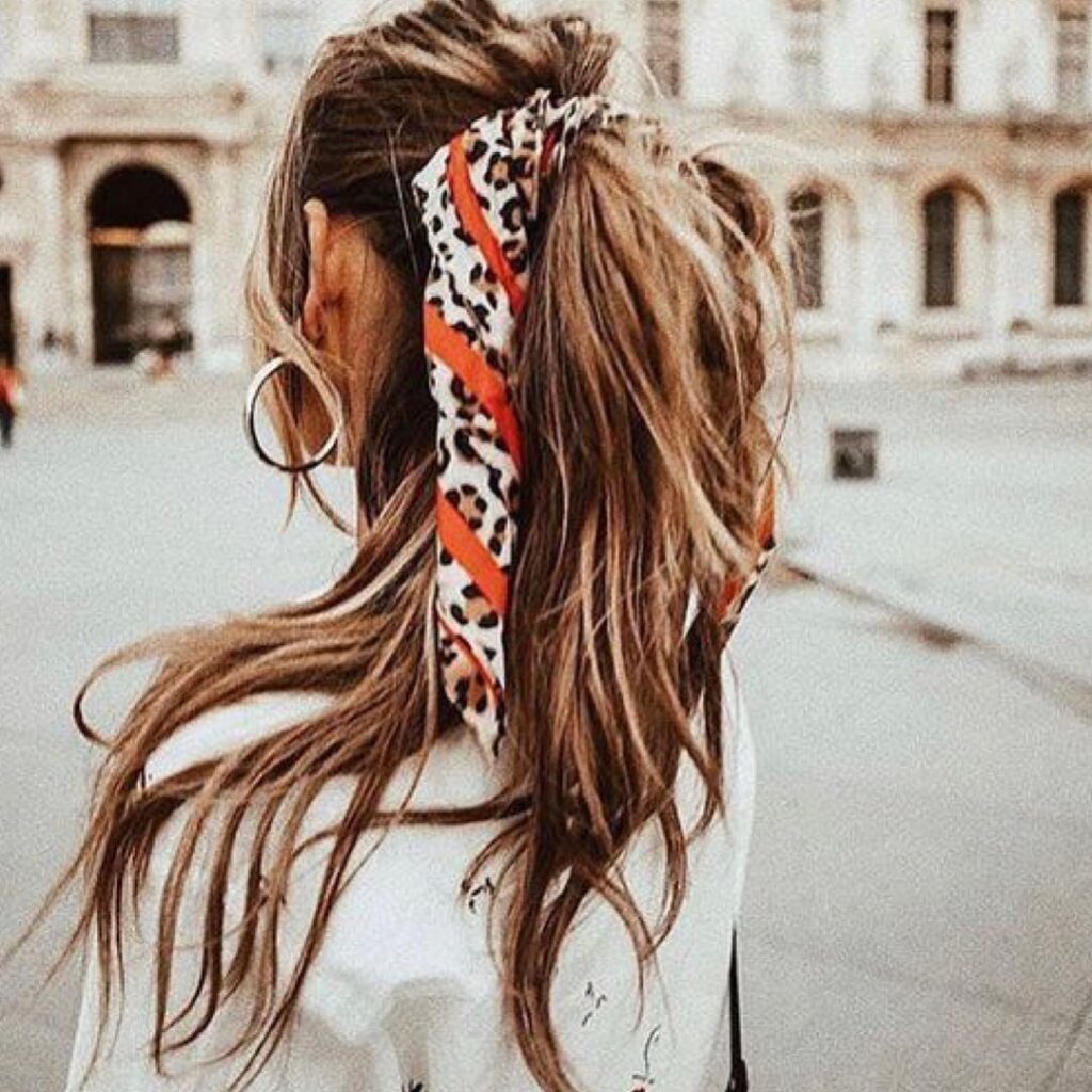 Half-Up Half-Down with a Hair Scarf