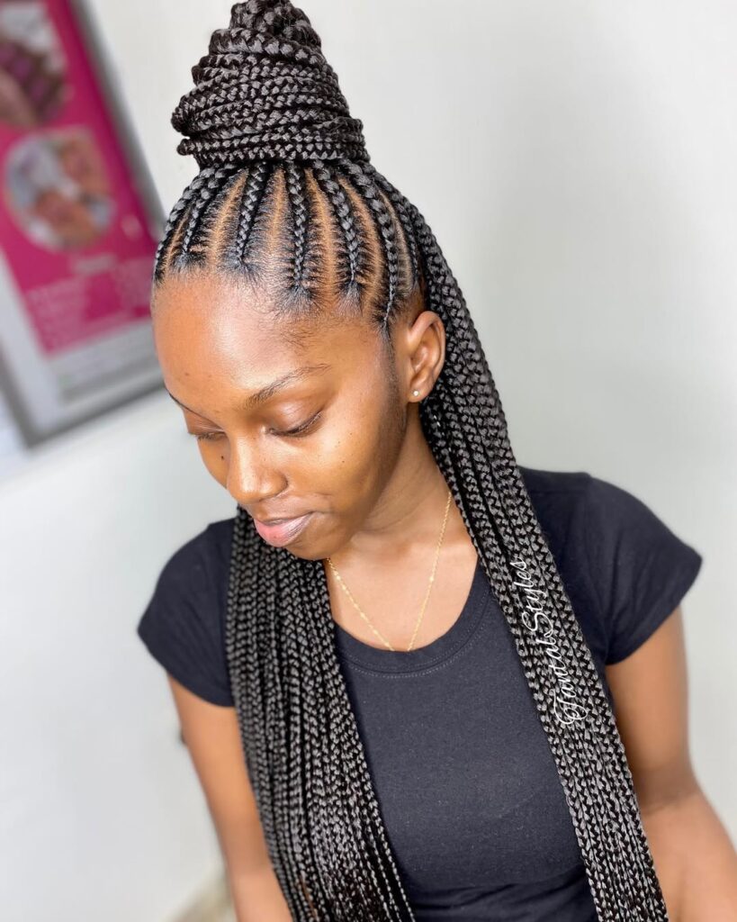 Cornrows with a Half-Up, Half-Down Style