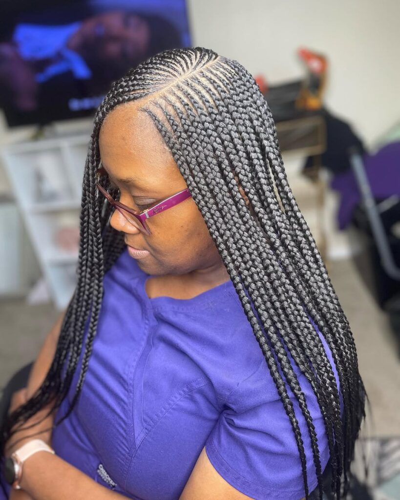 Cornrows with a Side Part