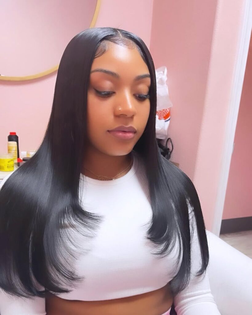 Middle-Part Straight Hair