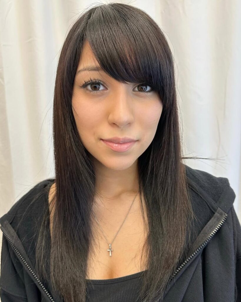 Side-Swept Straight Hair