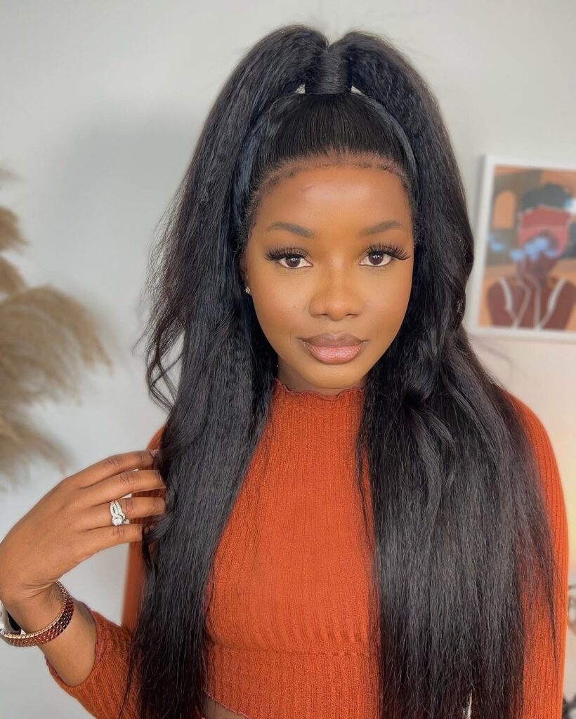 Straight Hair with a Half-Up, Half-Down Style