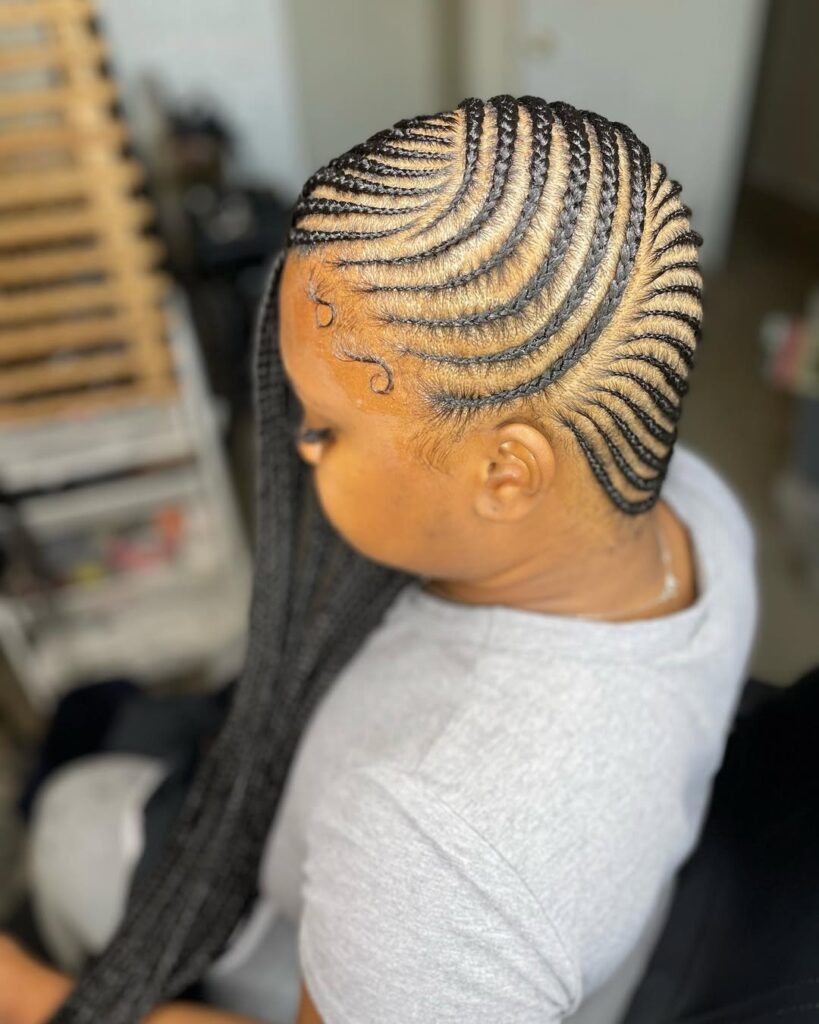 Cornrows with Side-Swept Braids