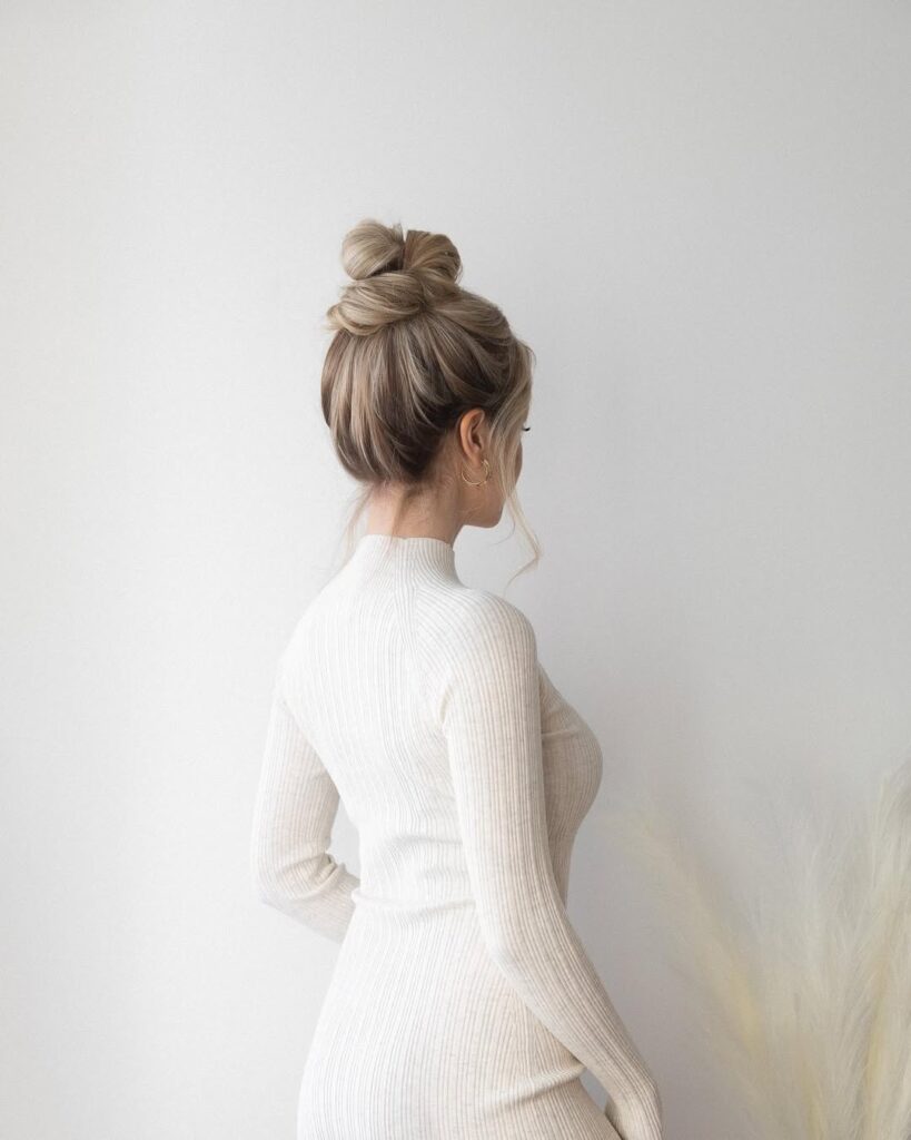 Half-Up Half-Down with a Messy Bun
