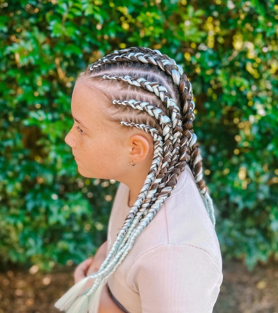 Cornrows with Colored Extensions