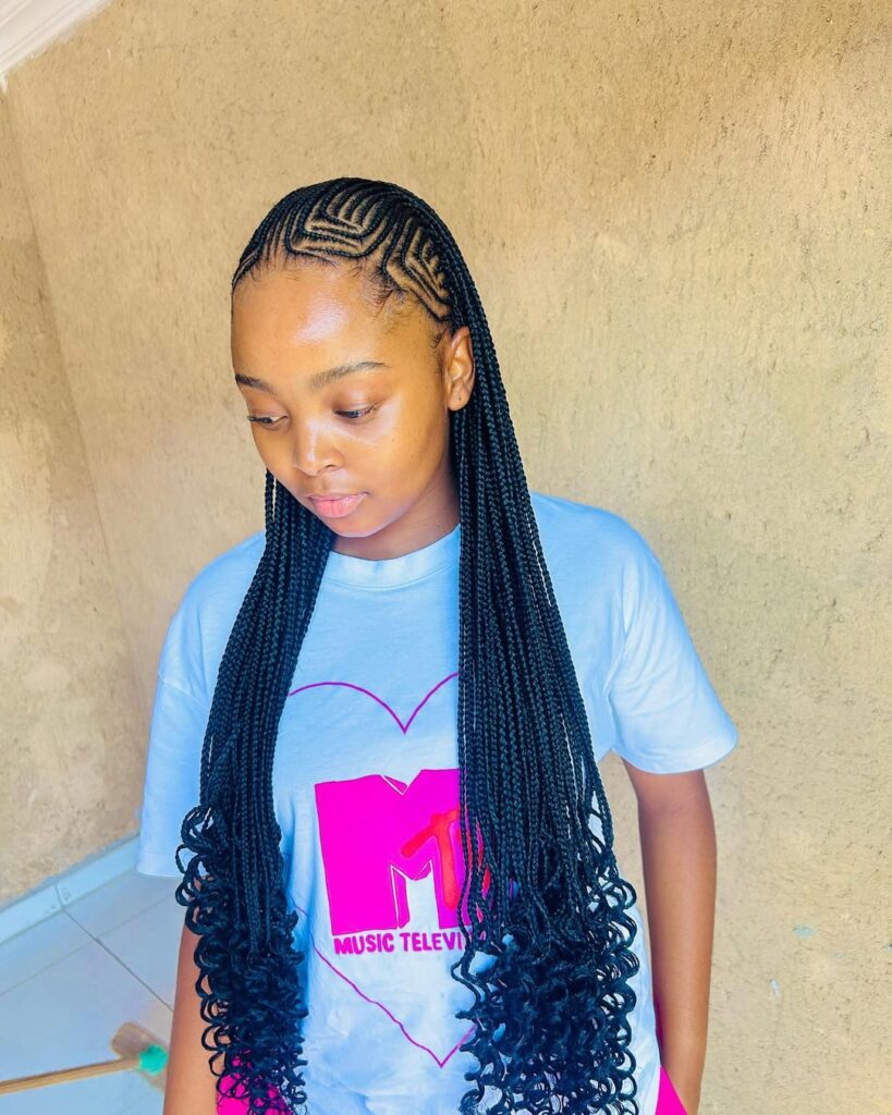 Cornrows with Tribal Designs