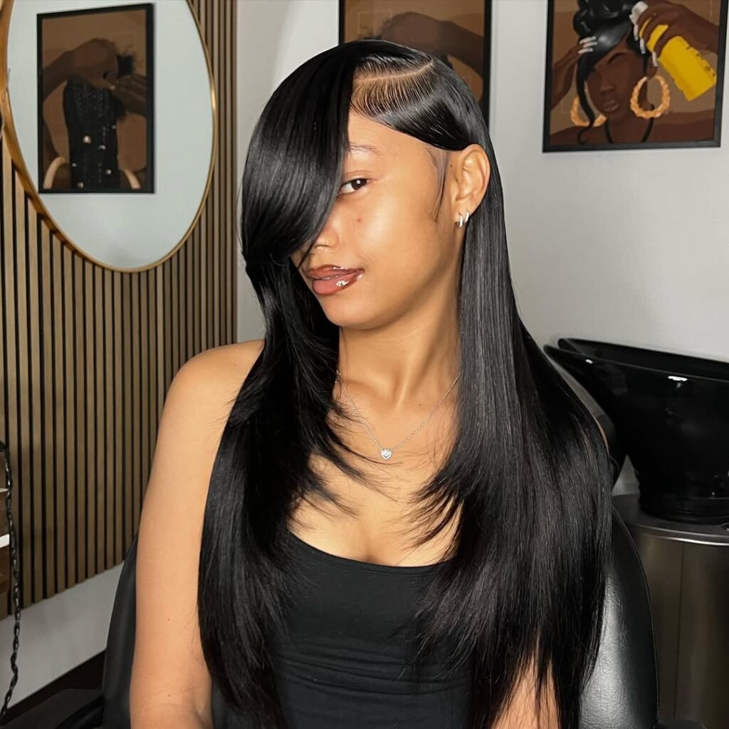 Long Hair with a Deep Side Part