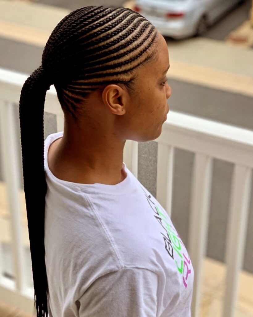 Cornrows with a Low Ponytail