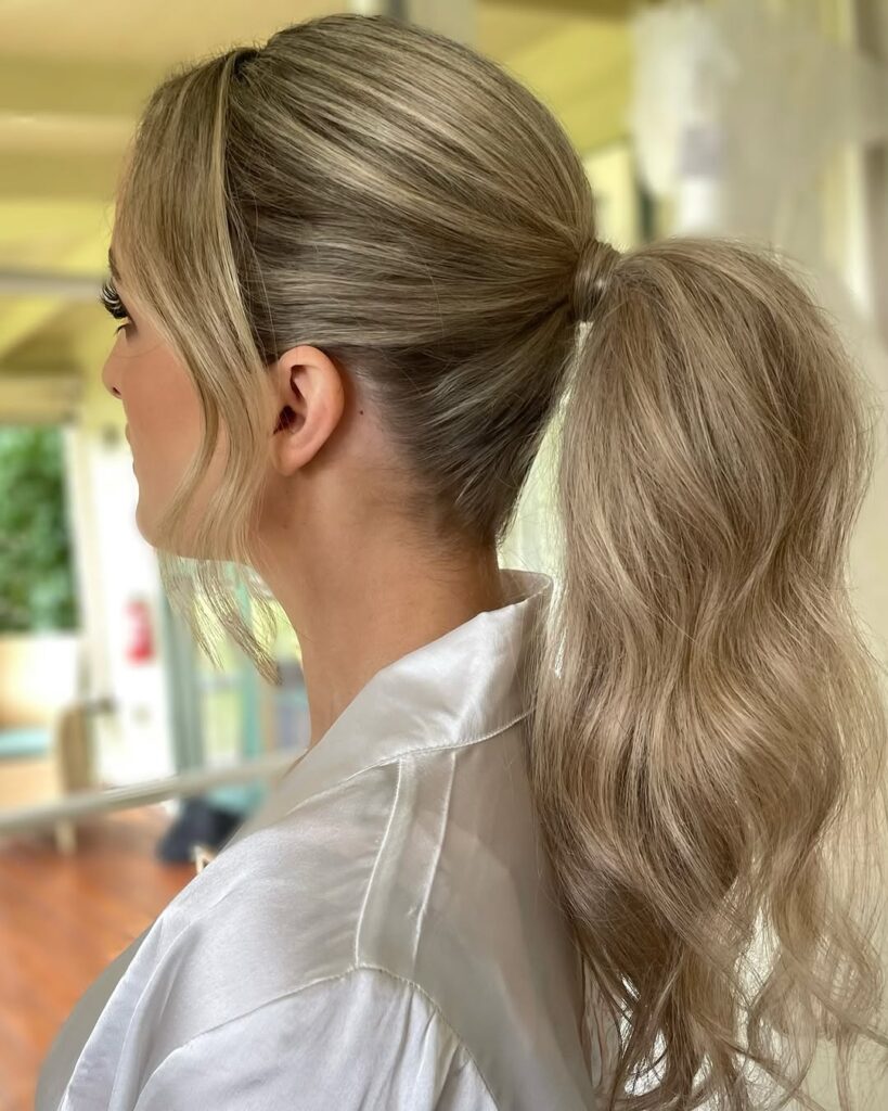 Half-Up Ponytail with Face-Framing Layers