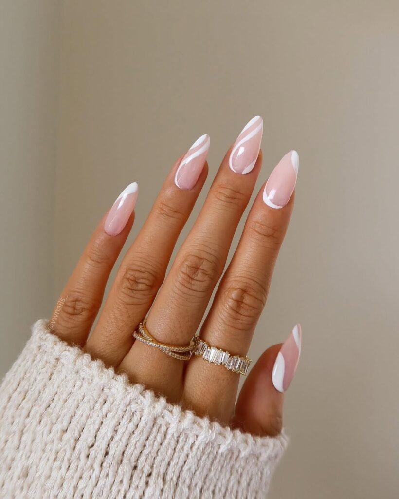 White Swirl Nail Art