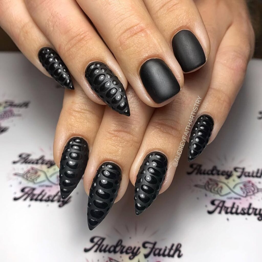 Black Snake Print Nails