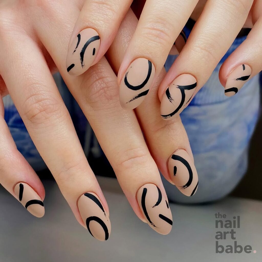 Nude Nails with Abstract Brush Strokes
