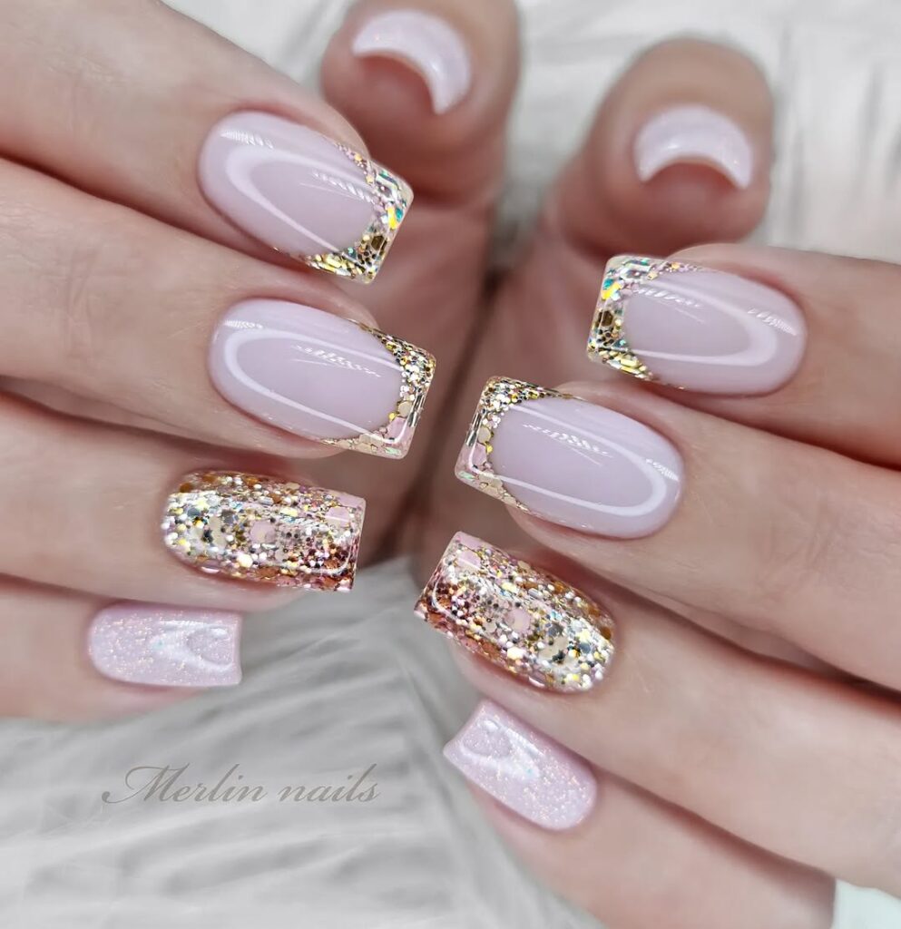 Glitter Nude Nails