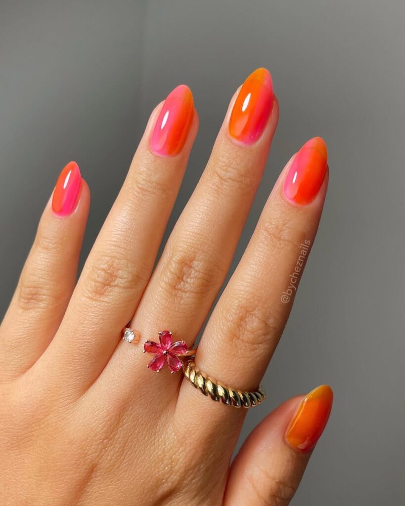 Glittery Sunset Nails
