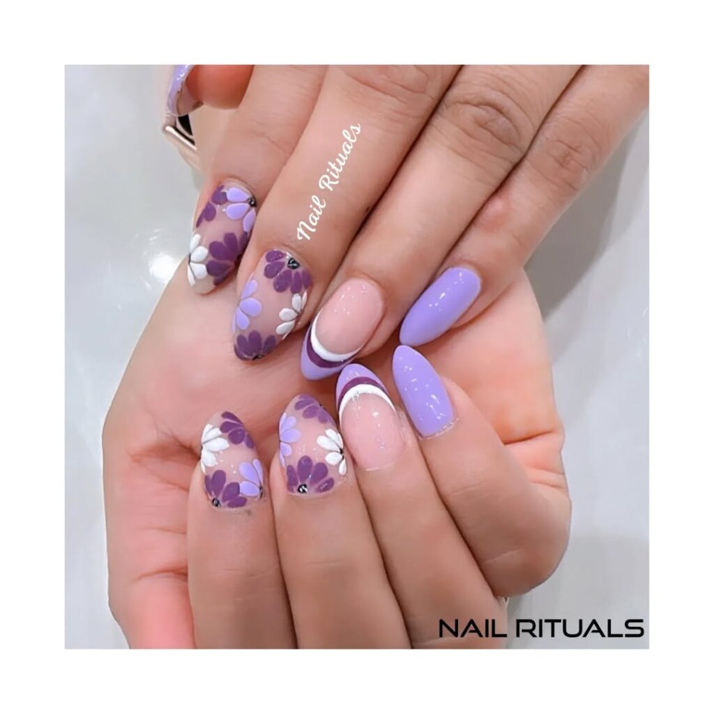 Purple Floral Nails
