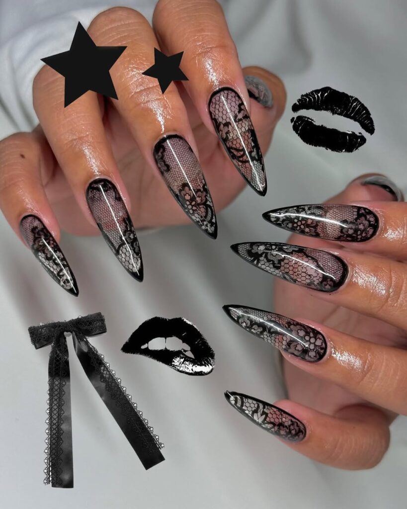 Black Lace Nails