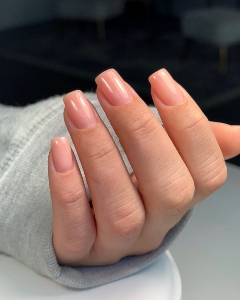 Nude Nails with Ruffian Design