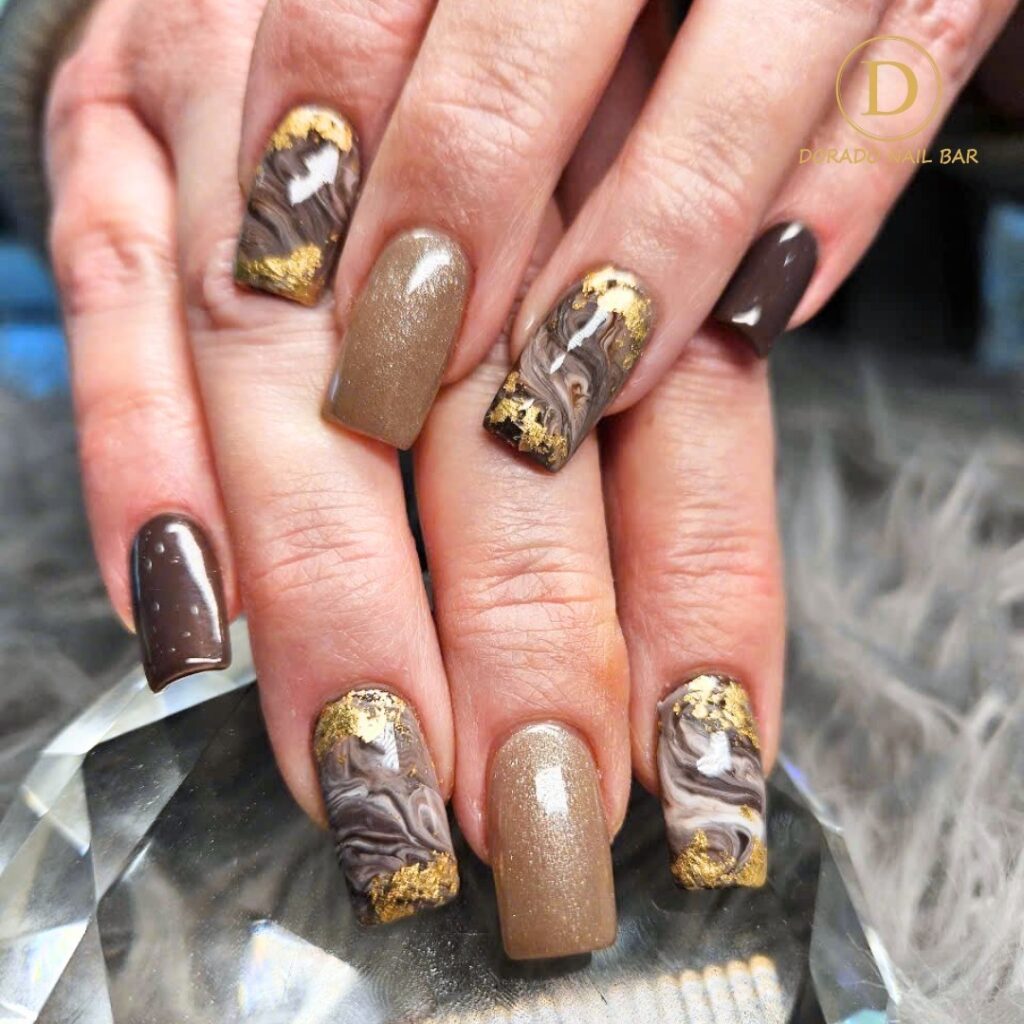 Gold & Marble Nails (Luxe Vacation Vibes)