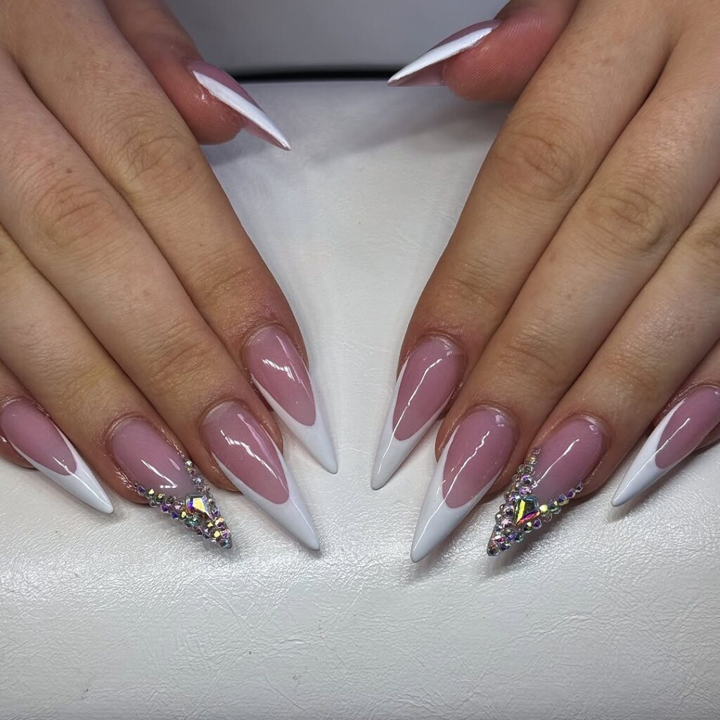 Glossy White with Rhinestones