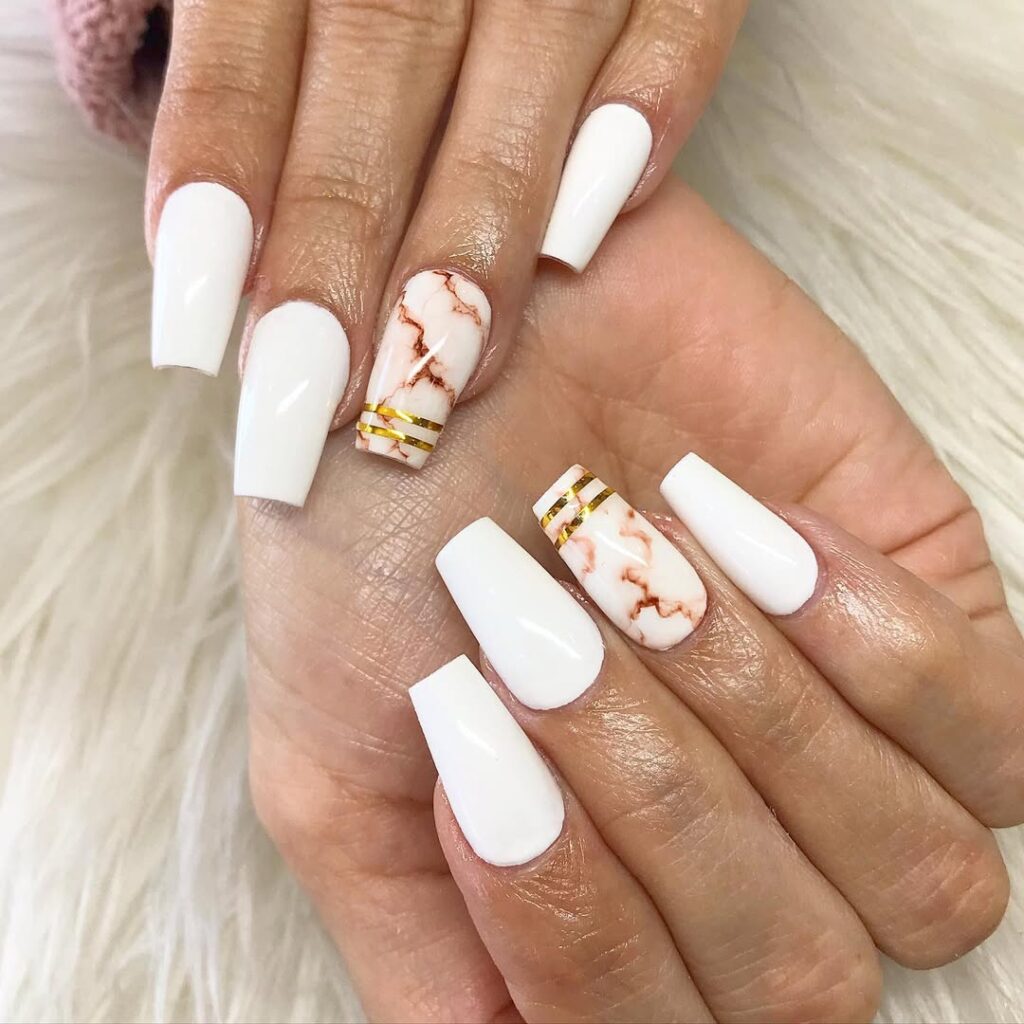 White Marble Nails