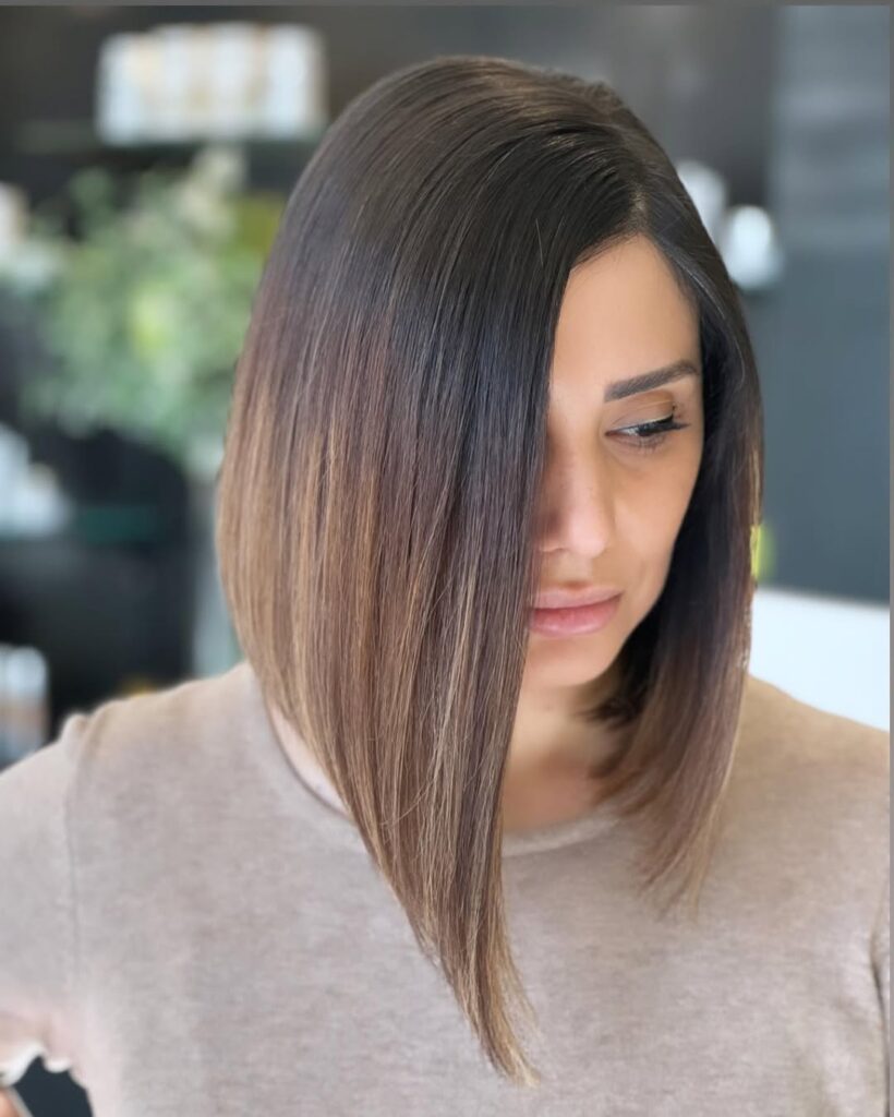 Asymmetrical Bob with Highlights
