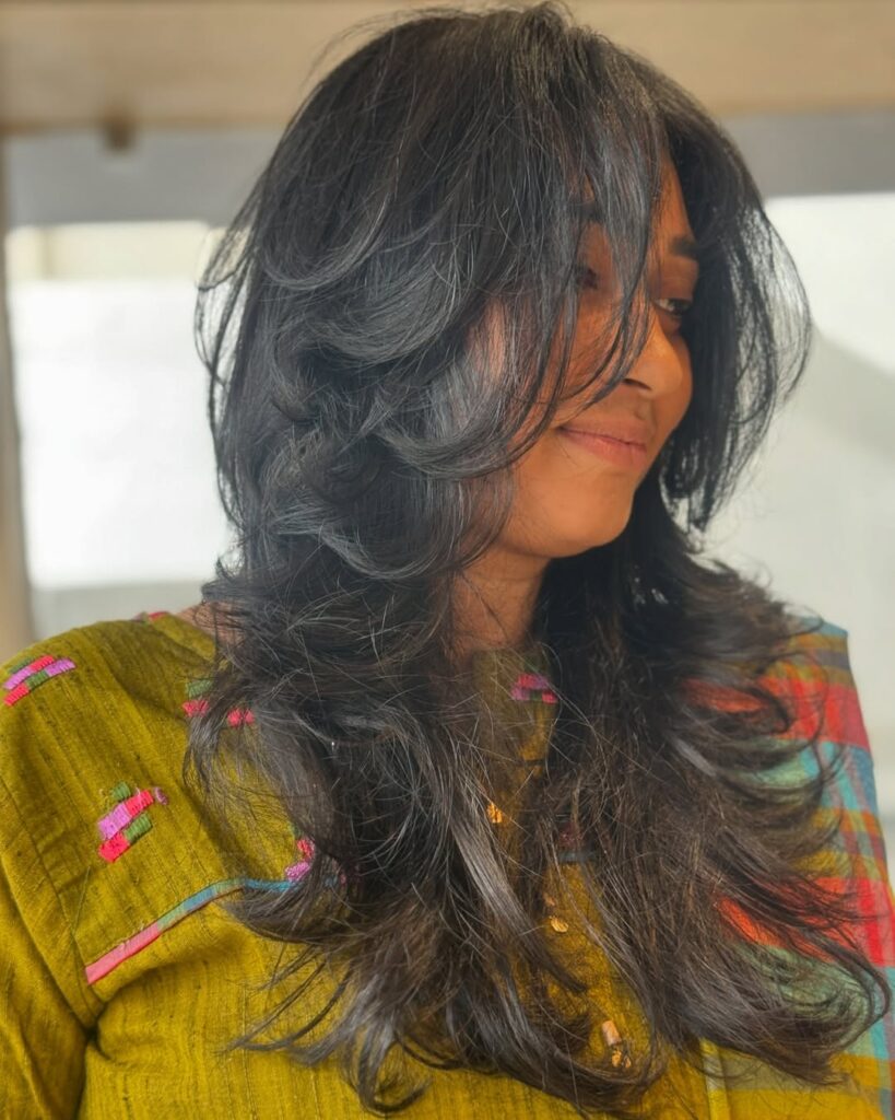 Modern Mullet with Wispy Curtain Bangs