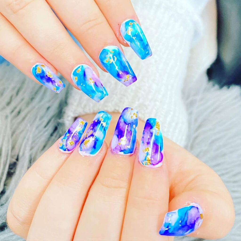 Blue Marble Nails