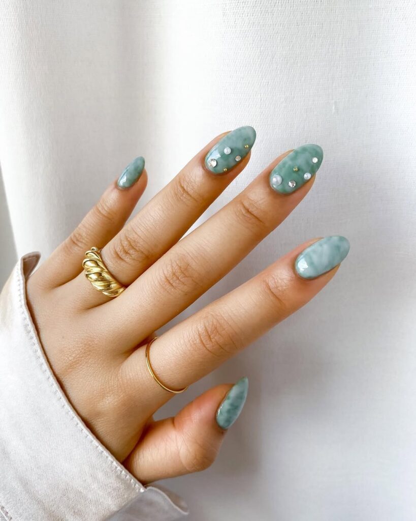 Pastel Green with Pearls